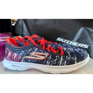 Skechers Womens Goga Pillars Navy Red Sneaker Size 7 NEW